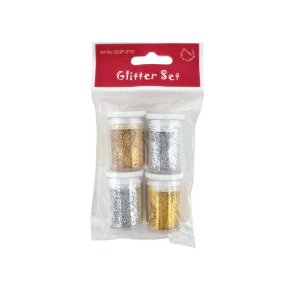 Glittersett, sølv/gull- 4 stk