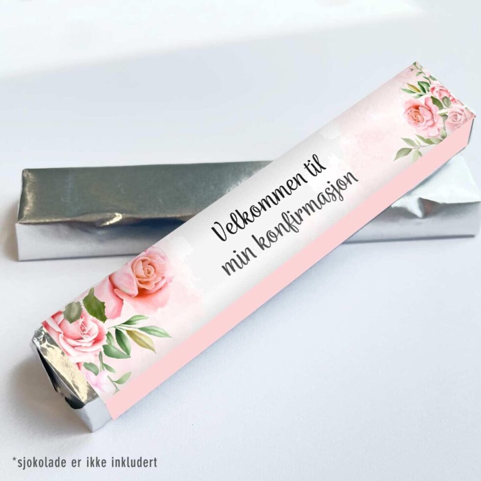 Kinder omslag, Konfirmasjon rosa roser - 20 stk