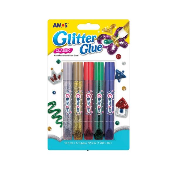 Glitterlim fargemiks - 5 stk