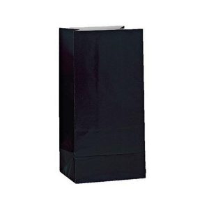 Godteposer papir, svart - 12 stk