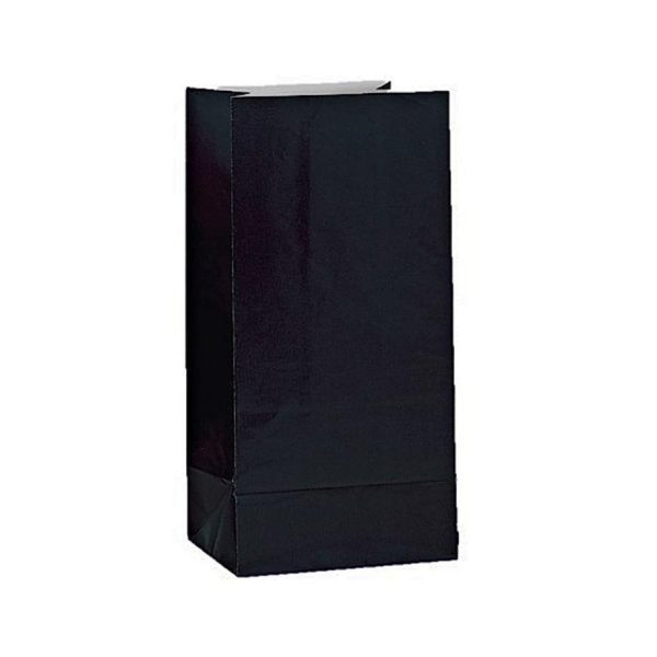 Godteposer papir, svart - 12 stk