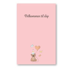 Bordkort, velkommen til dåp, rosa - 20 stk