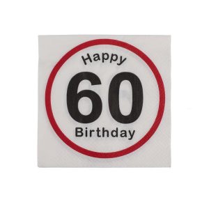 Servietter 60 år bursdag - 20 stk