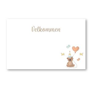 Bordkort bamse, velkommen - 20 stk