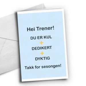 Kort - Hei trener, lys blå