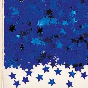Bordkonfetti, metallic stjerner - mørk blå