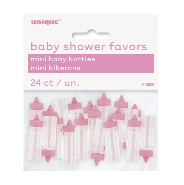 Bordpynt, tåteflasker mini rosa – 24 stk