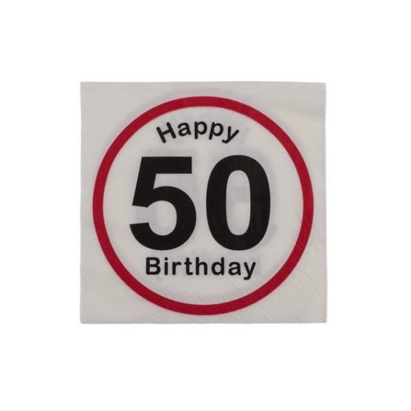 Servietter 50 år bursdag - 20 stk