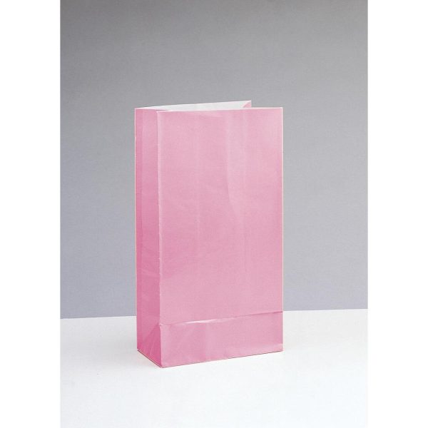 Godteposer papir, lys rosa - 12 stk