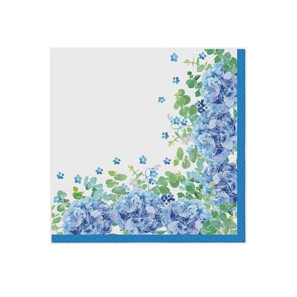 Servietter lunsj, blå hortensia - 20 stk