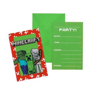 Invitasjoner bursdag, Minecraft - 6 stk