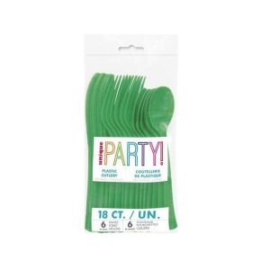 Plastbestikk, mørk grønn - 18 deler