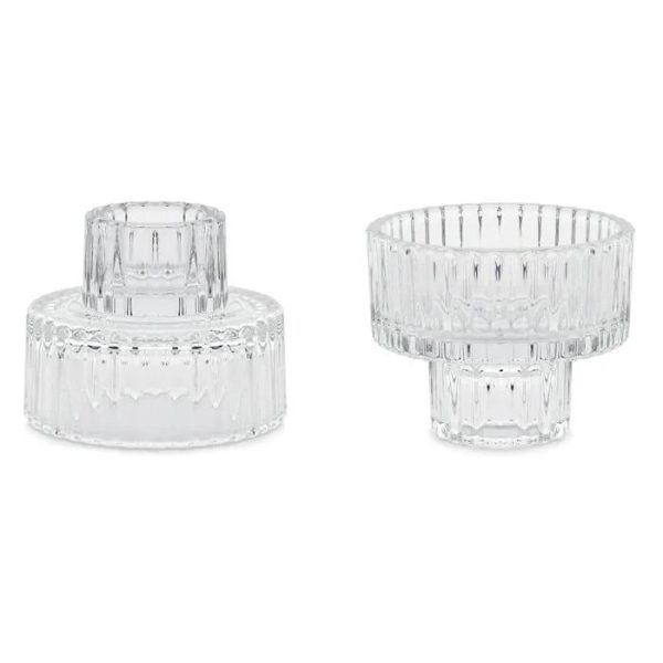 Lysholder 2 i 1 - klart glass