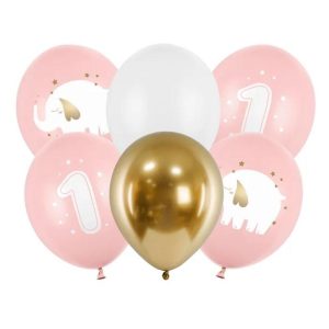Ballonger, 1 år, rosa - 6 stk