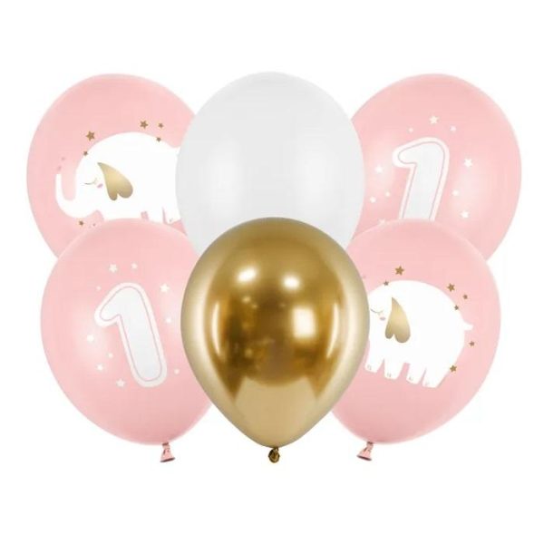 Ballonger, Første bursdag, rosa - 6 stk