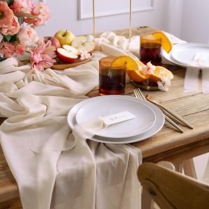 Chiffon bordløper, Krem - 5 meter