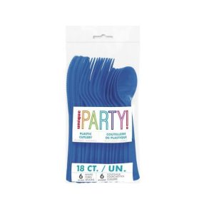 Plastbestikk, Mørk blå - 18 deler