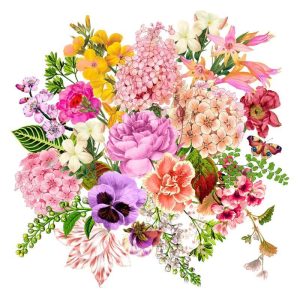Servietter lunsj, rosa blomsterbukett - 20 stk