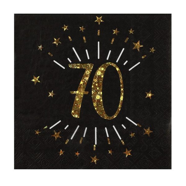 Servietter svart og gull, 70 år – 10 stk
