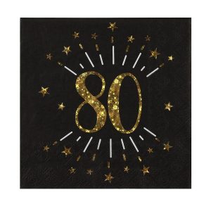Servietter svart og gull, 80 år – 10 stk