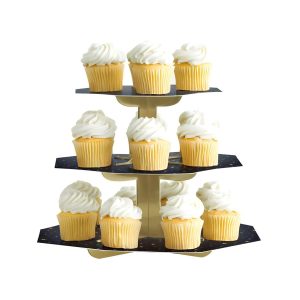 Snacks stativ 3 etasjer - Svart med stjerner