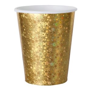 Pappkopper gull med stjerner – 10 stk