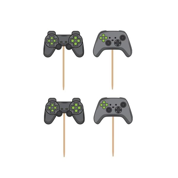 Cupcakepynt, gaming håndkontroller - 12 stk