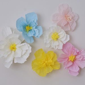 Papirblomster, pastell - 6 stk