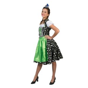 Oktoberfestkjole halvlang - Svart og grønn