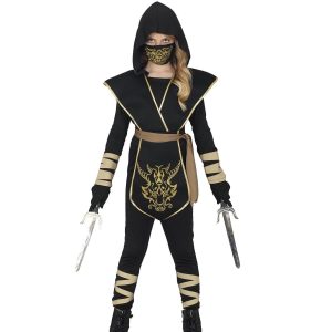 Kostymesett barn - Ninja Svart og gull