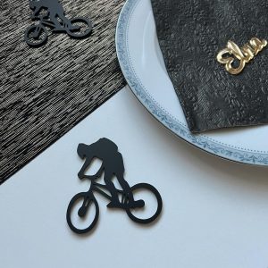 Bordkonfetti svart stor, sykkel - 5 stk