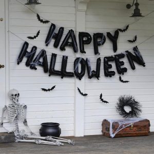 Pyntepakke Halloween - Banner, flaggermus og spindelvev