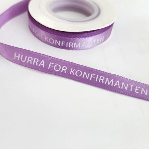 Silkebånd, lys lilla - Hurra for konfirmanten - 10m