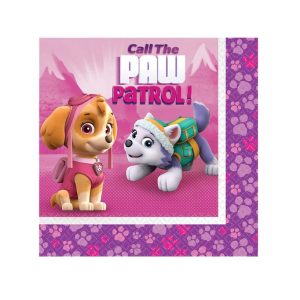 Servietter, rosa Paw Patrol - 20 stk