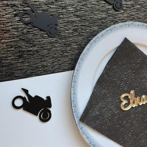 Bordkonfetti svart stor, Motorcross - 6 stk