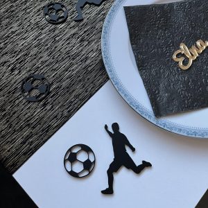 Bordkonfetti svart stor, fotball - 5 stk