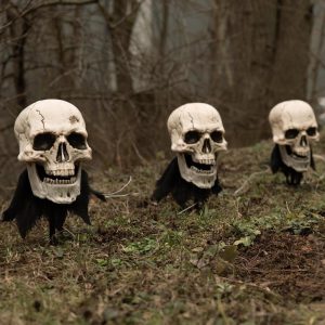 Halloween skjeletthoder med lys - 3 stk