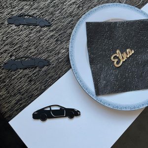 Bordkonfetti svart stor, Biler - 5 stk