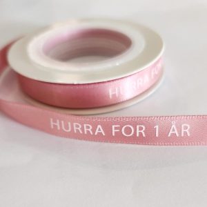 Silkebånd, dus rosa - Hurra for 1 år - 10m
