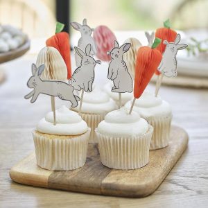 Cupcakepynt, Påskehare - 12 stk