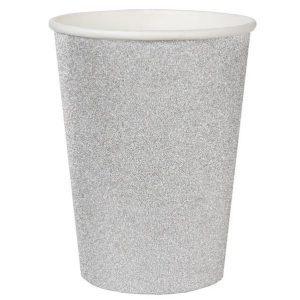 Pappkopper glitter, sølv - 10 stk