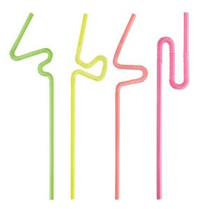 Sugerør neon 5x250 mm formbart - 50 stk
