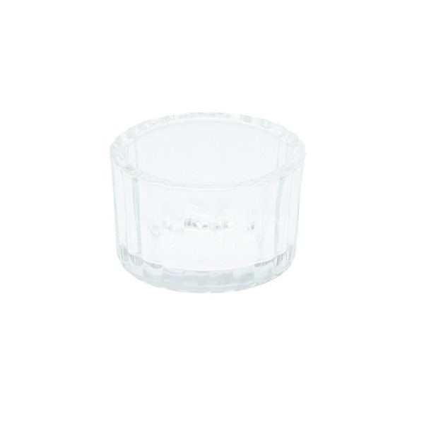 Telysholder glass, mini med riller - 2 stk