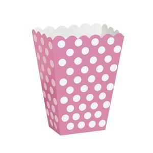 Snacksbokser polkadot, rosa - 8 stk