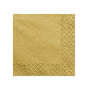 Servietter middag, metallic gull - 20 stk