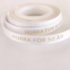 Silkebånd, hvit - Hurra for 50 år - 10m