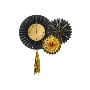 Papirvifter Klokke, Svart og gull – 3 stk