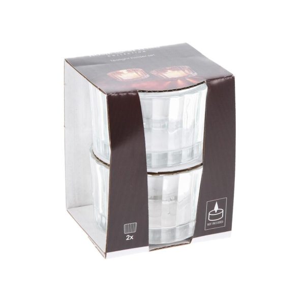 Telysholder glass, mini med riller - 2 stk - Bilde 2