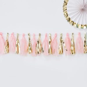 Girlander tassel - Rosa og gull