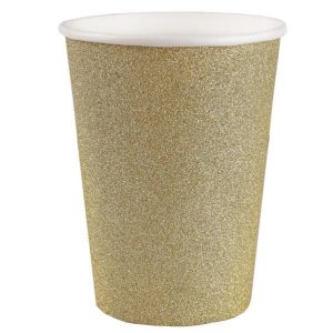 Pappkopper glitter, gull - 10 stk